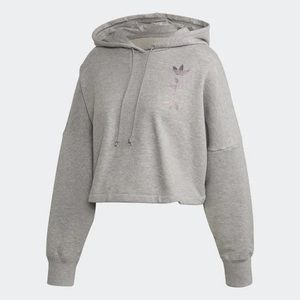 ADIDAS LOGO CROPPED HOODIE